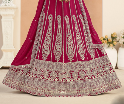 Maroon Heavy Embroiery Work Lehenga 