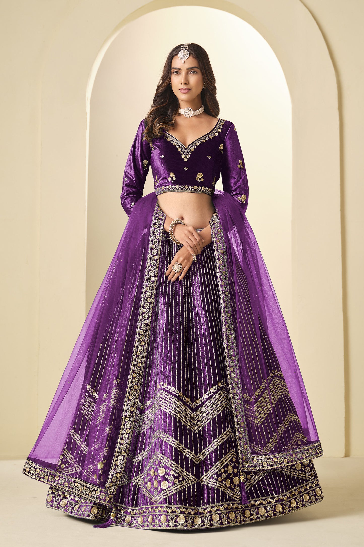Marriage Chaniya Choli with heavy sequins detailing