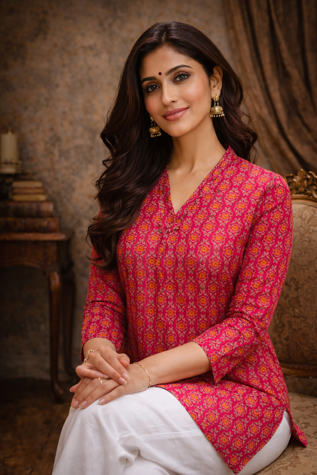 pink printed top for office wear styling