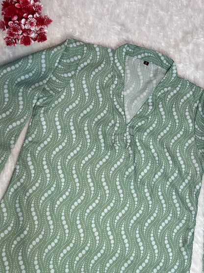 stylish sage green top for women with subtle print