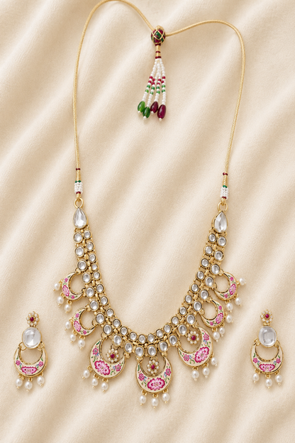 Pearl accent earrings with crescent motif