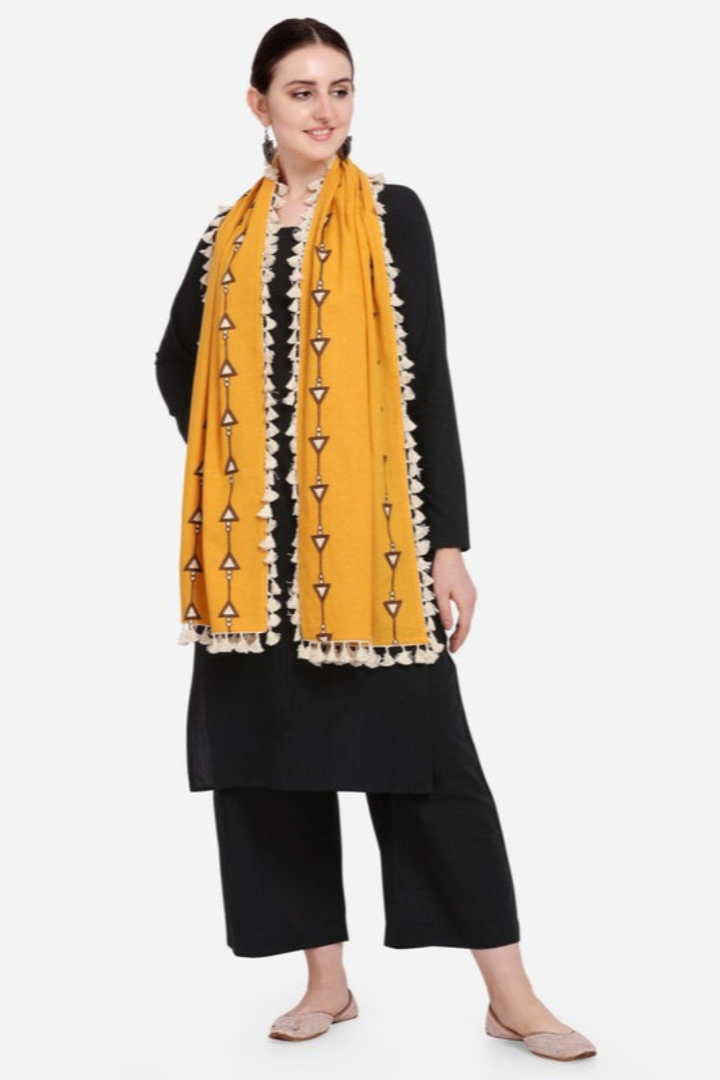 men's dupatta in yellow khadi cotton