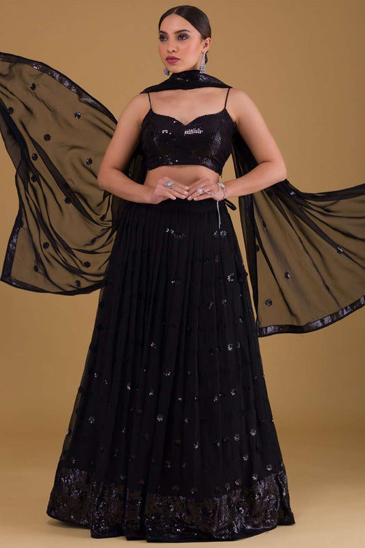 midnight festive lehenga with zari handcrafted detailing
