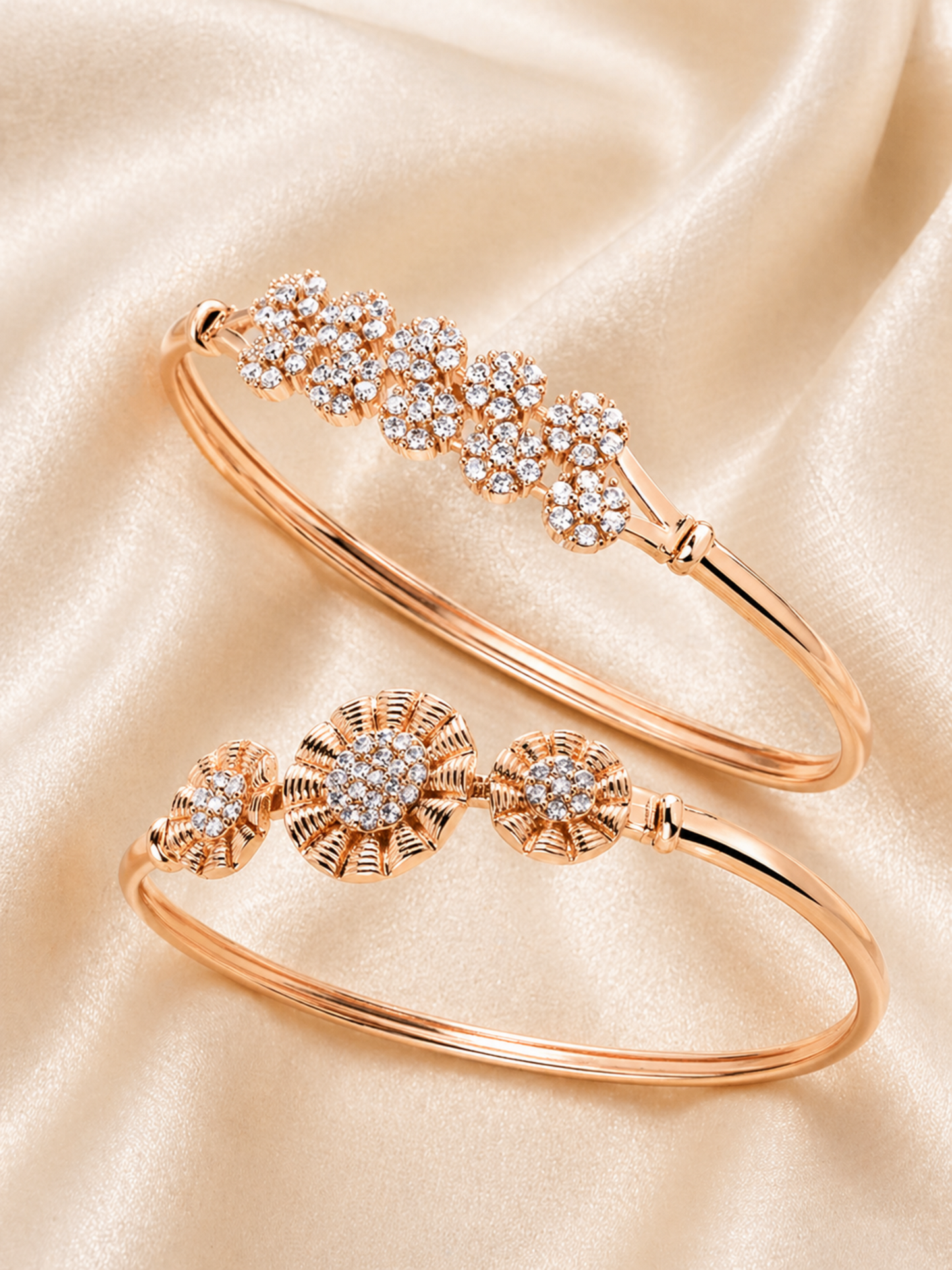 lightweight floral bangle bracelet detail