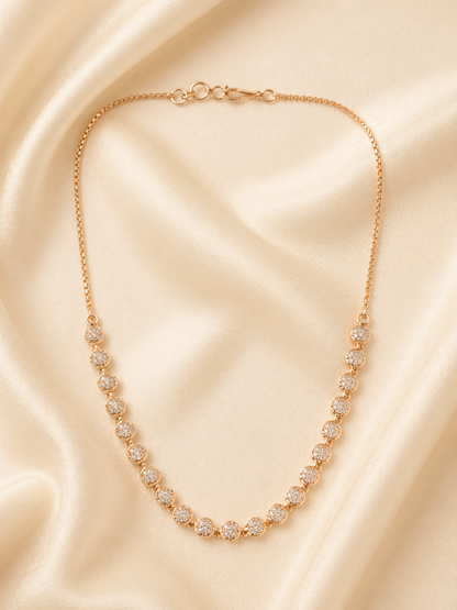delicate tennis necklace gold chain detail