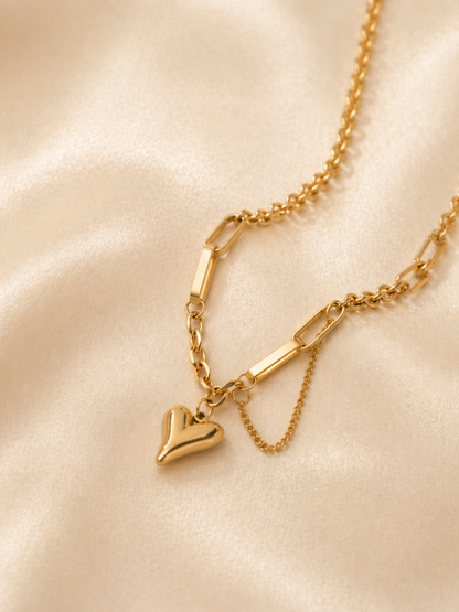adjustable chain bracelet with heart drop