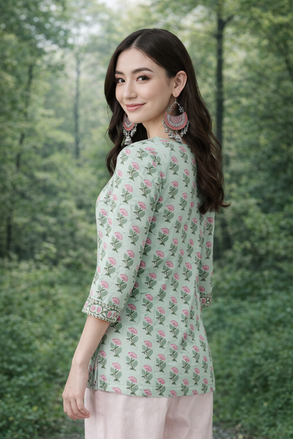 cotton floral modern top everyday wear styling