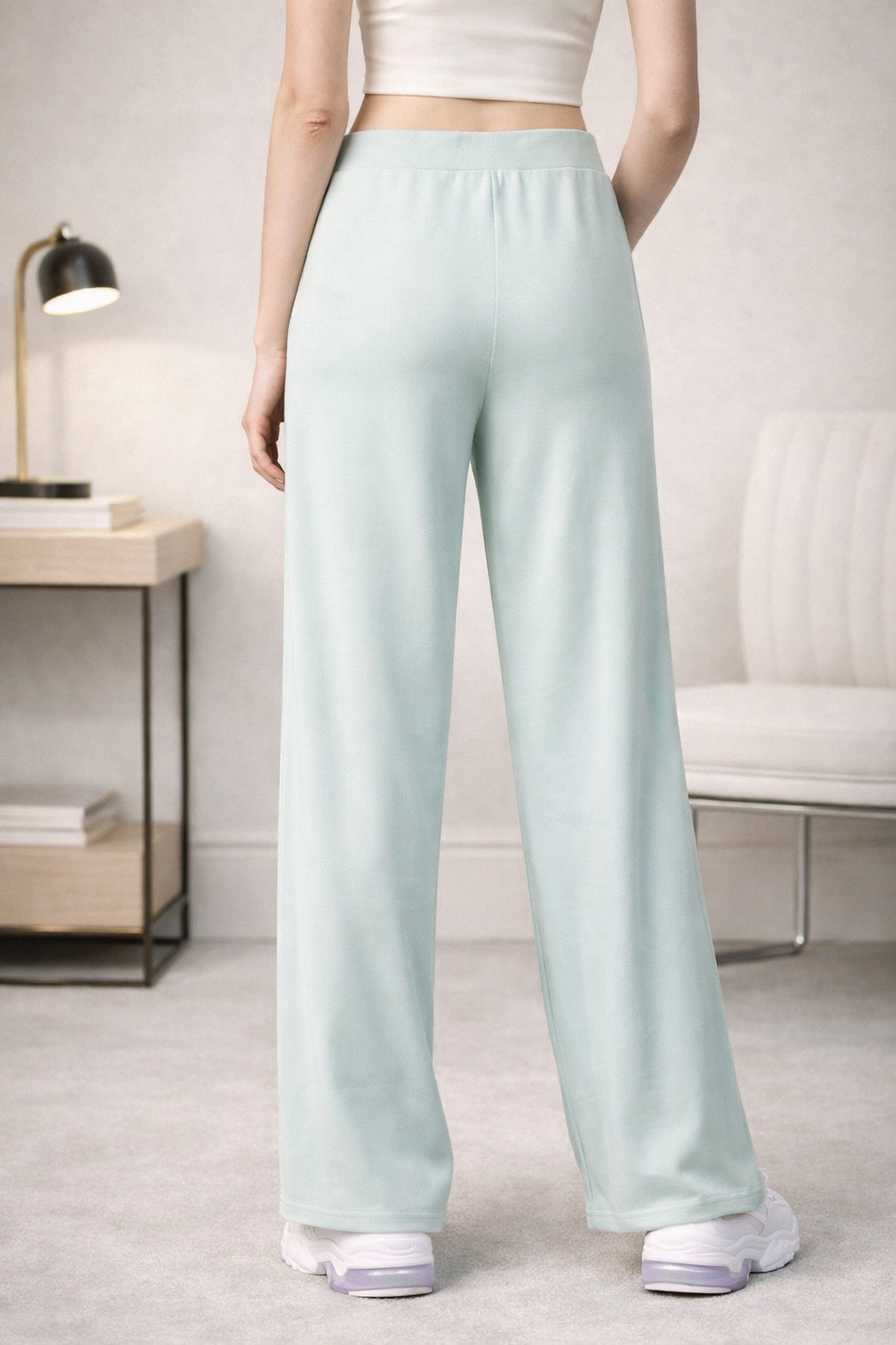 mint green yoga pants back view clean finish