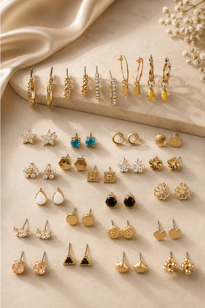 Small hoop earrings with clear light-catching accents