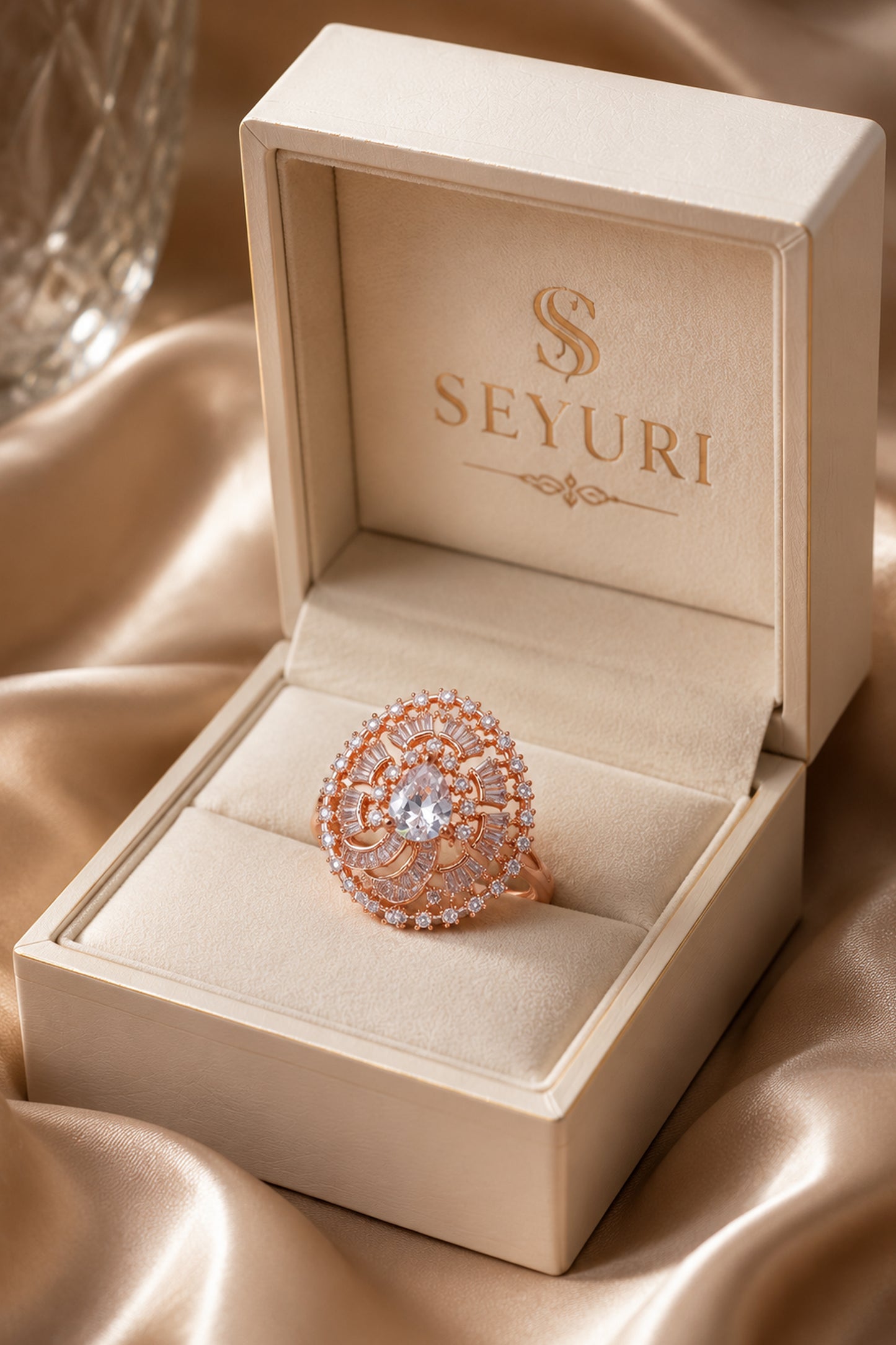 Layered crystal ring design for women jewellery styling