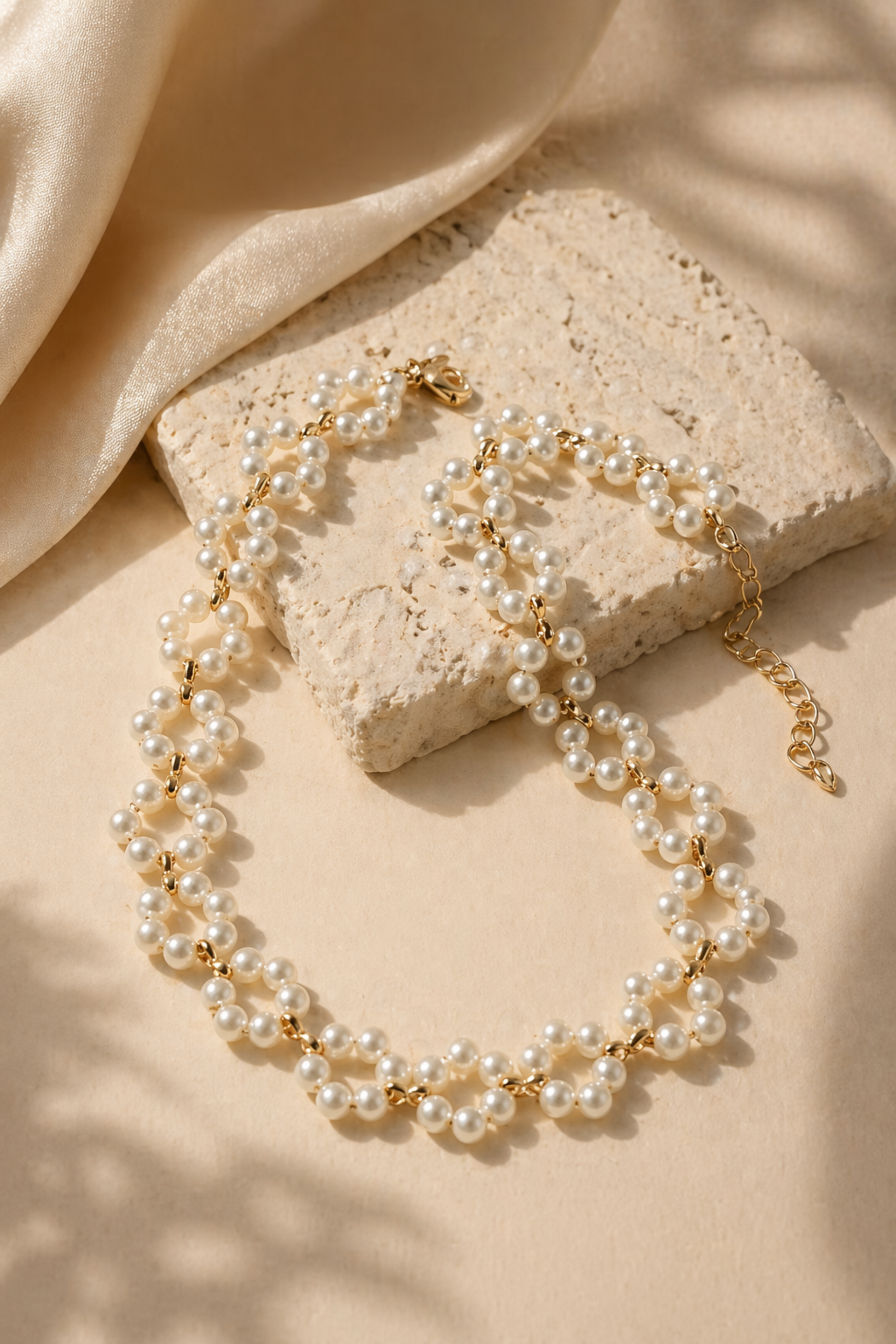 bridal pearl choker necklace detail shot