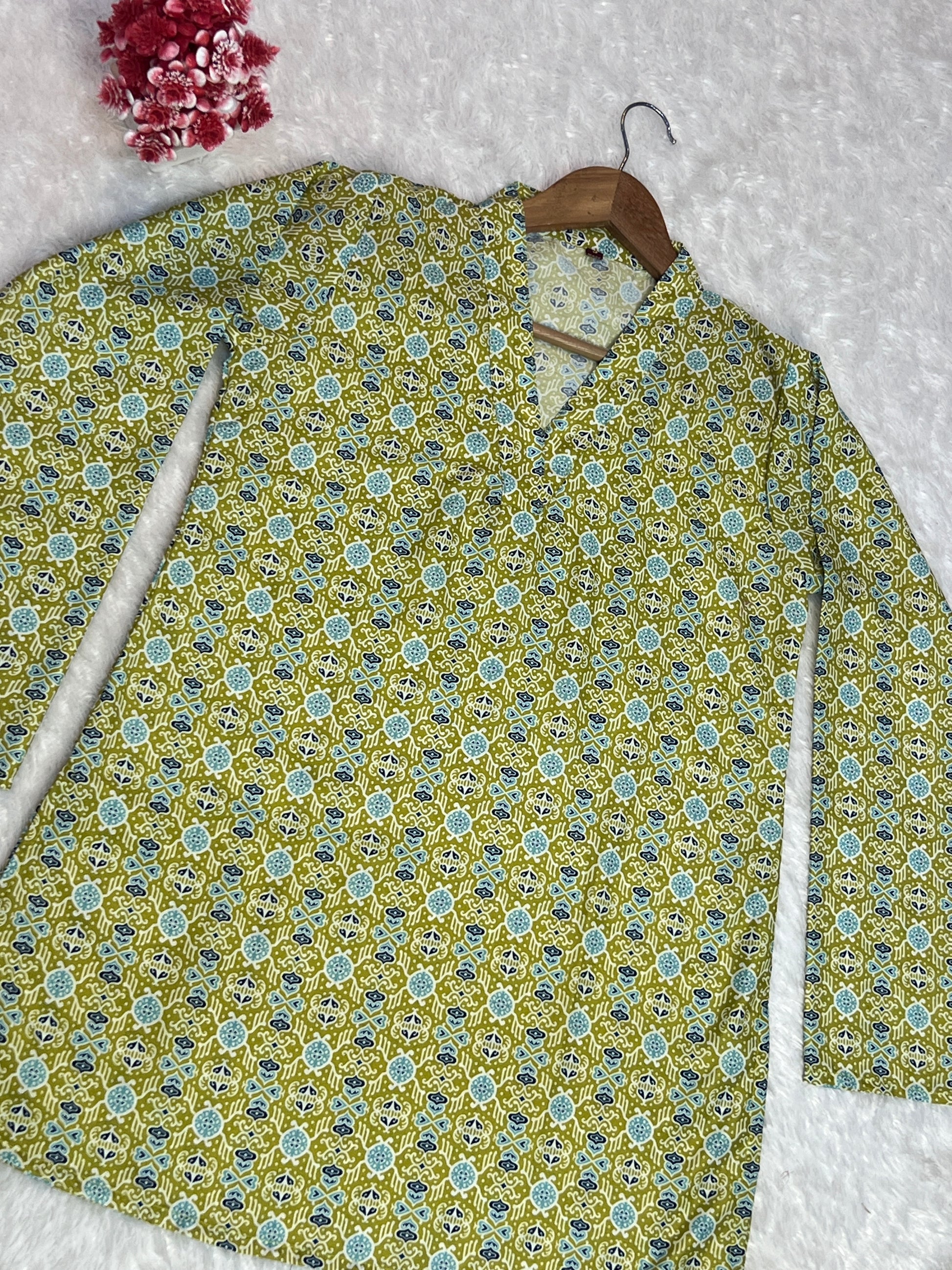 Everyday women top in olive green with soft fabric drape