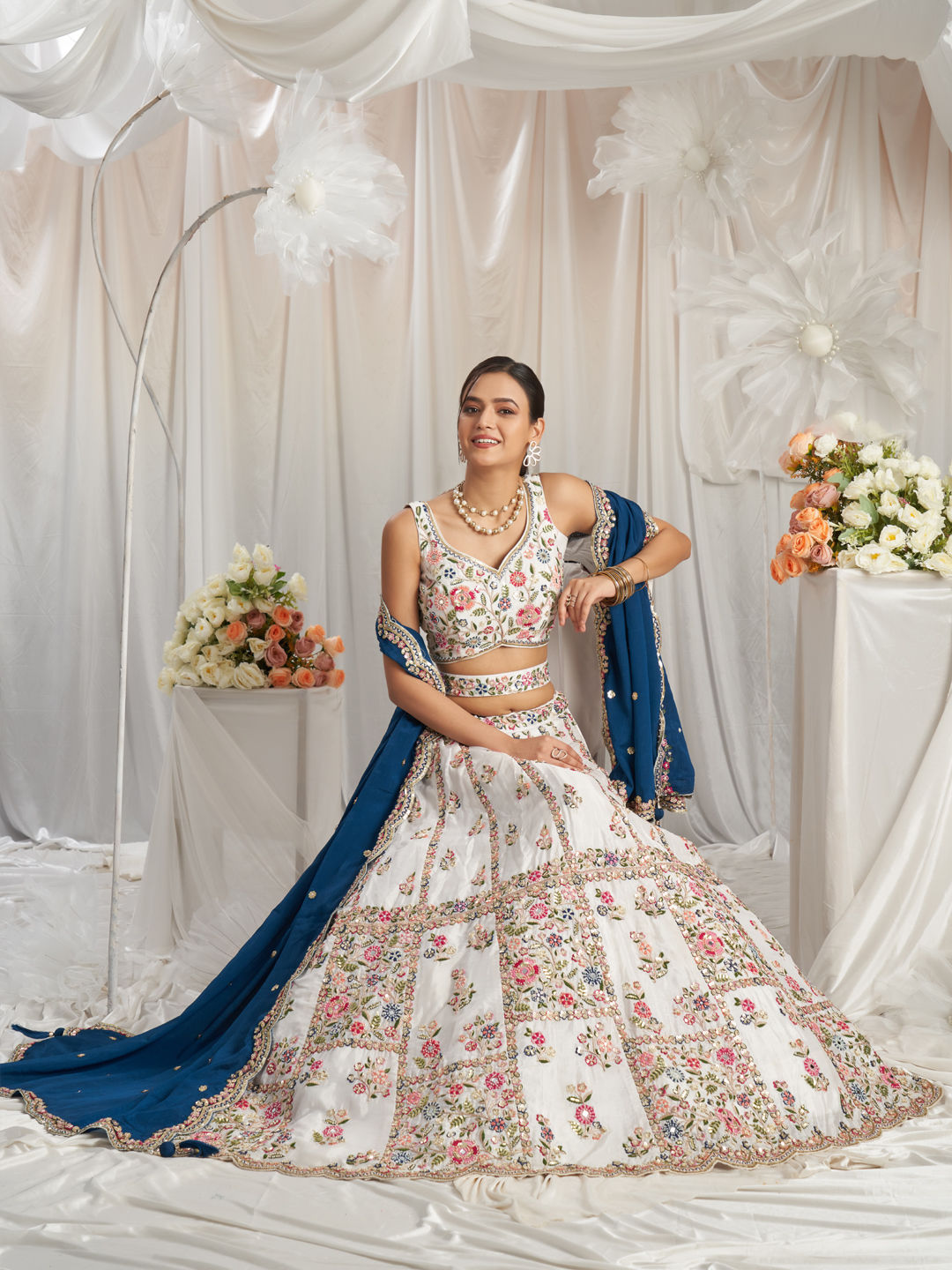 White lehenga outfit styled for nikah ceremony look