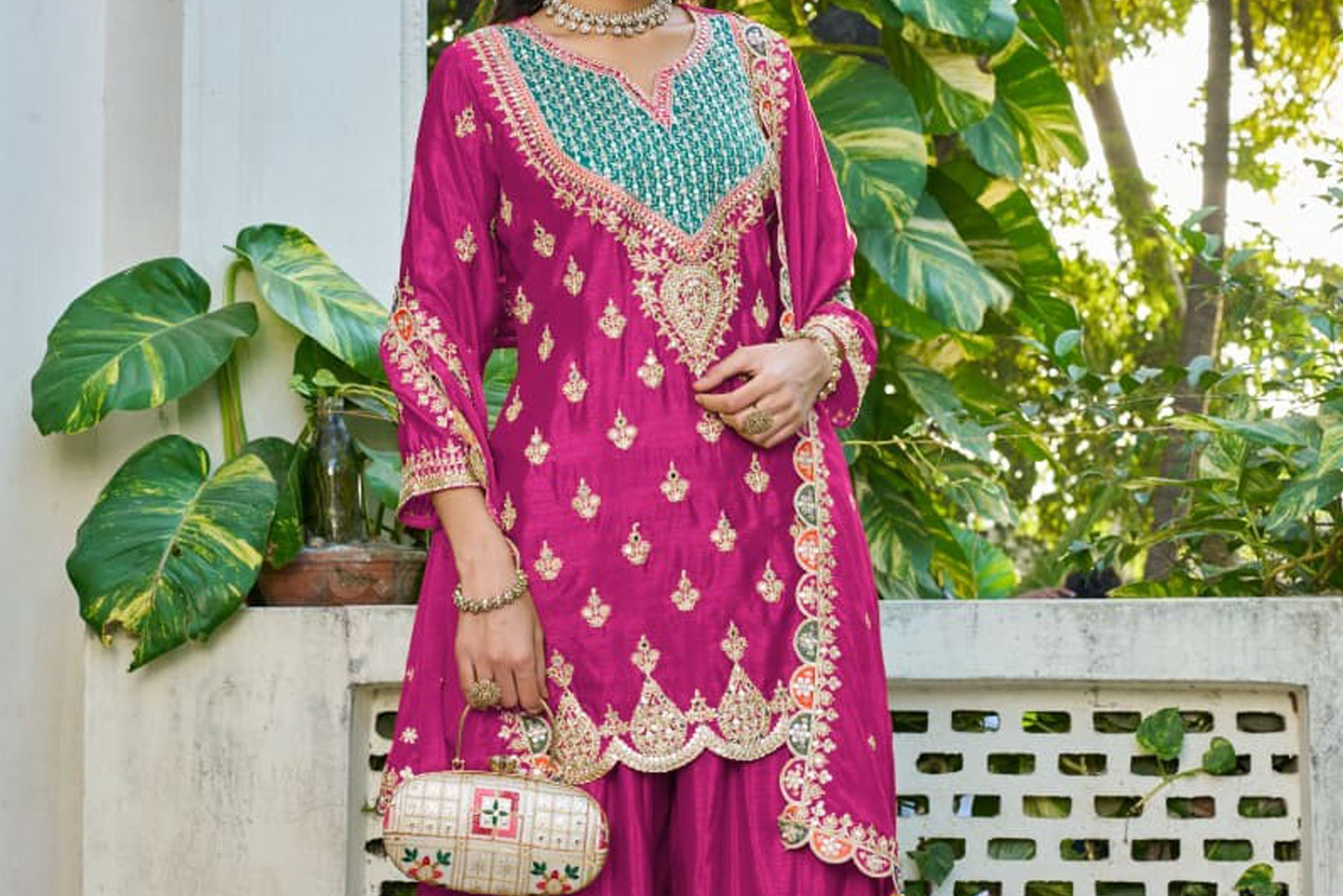 Full Heavy Embroidery Palazzo Pants For Wedding Guest Styling
