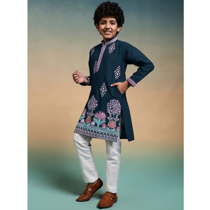 Teal indian pakistani style boys kurta back view