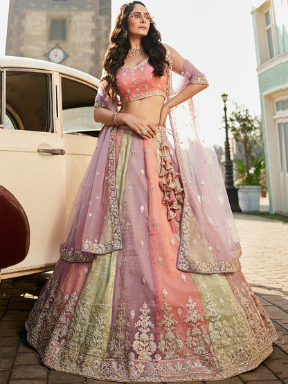 – Multi coloured lehenga skirt detailing with sequins work
