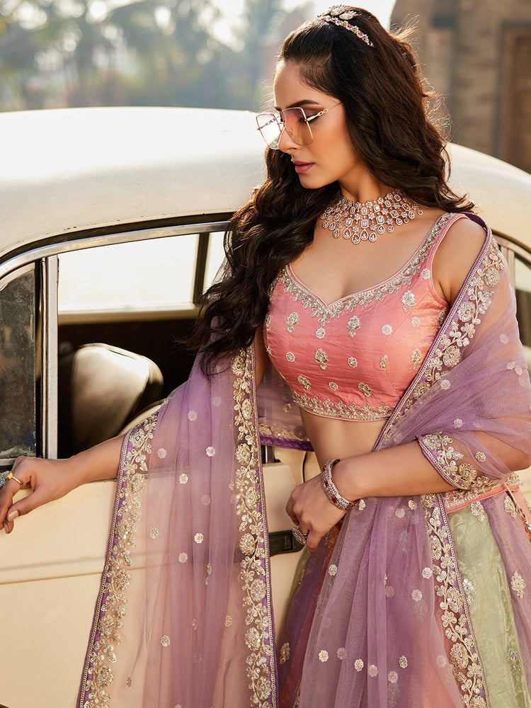 – Multicolor lehenga bridal look for nikah ceremony
