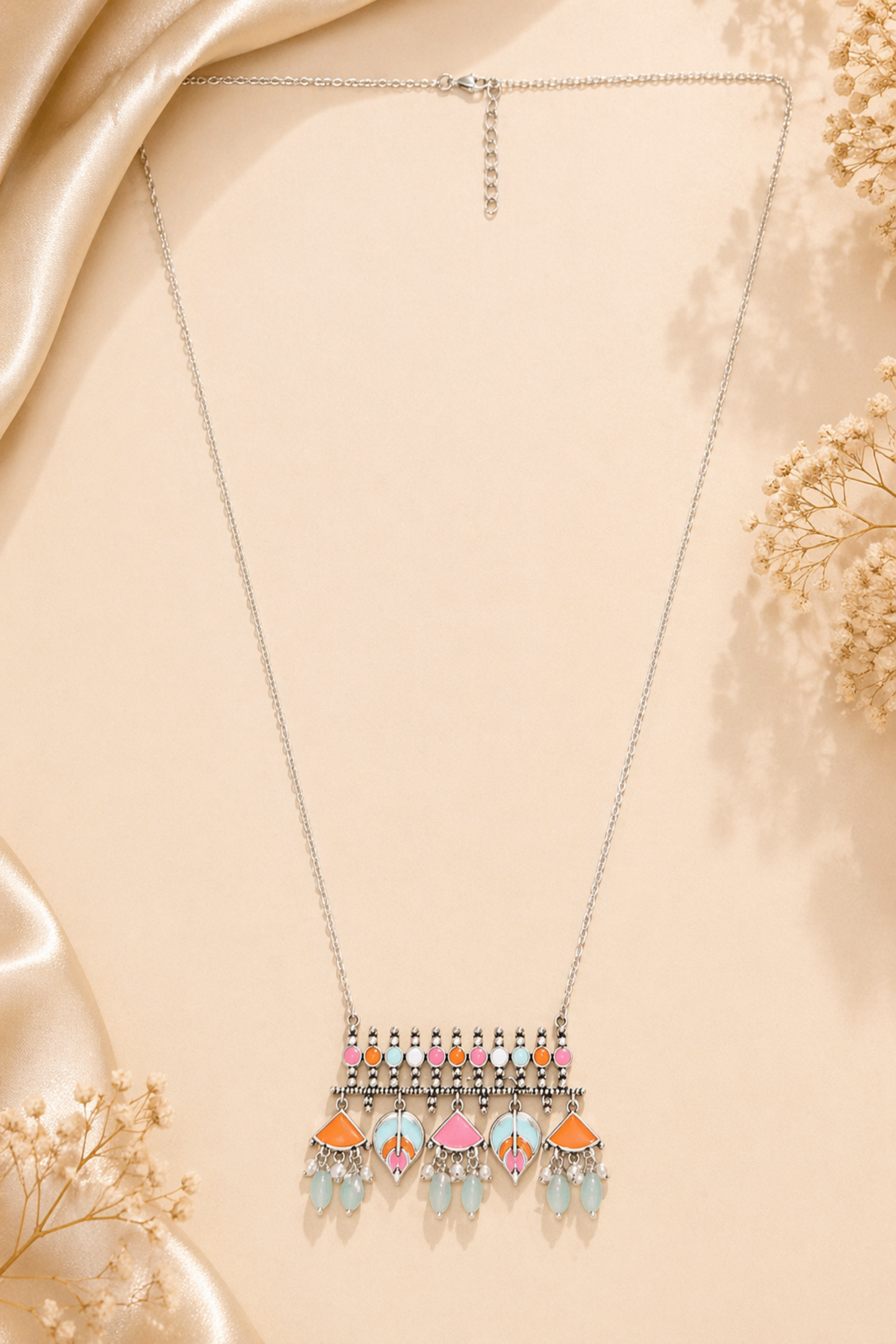 fashion statement necklace worn by model
