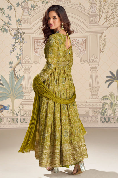 Back view of mustard yellow anarkali outfit