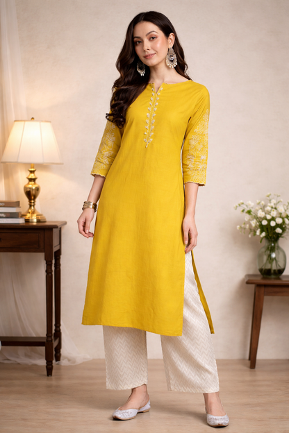 kurta for women paired with neutral bottoms outdoor look