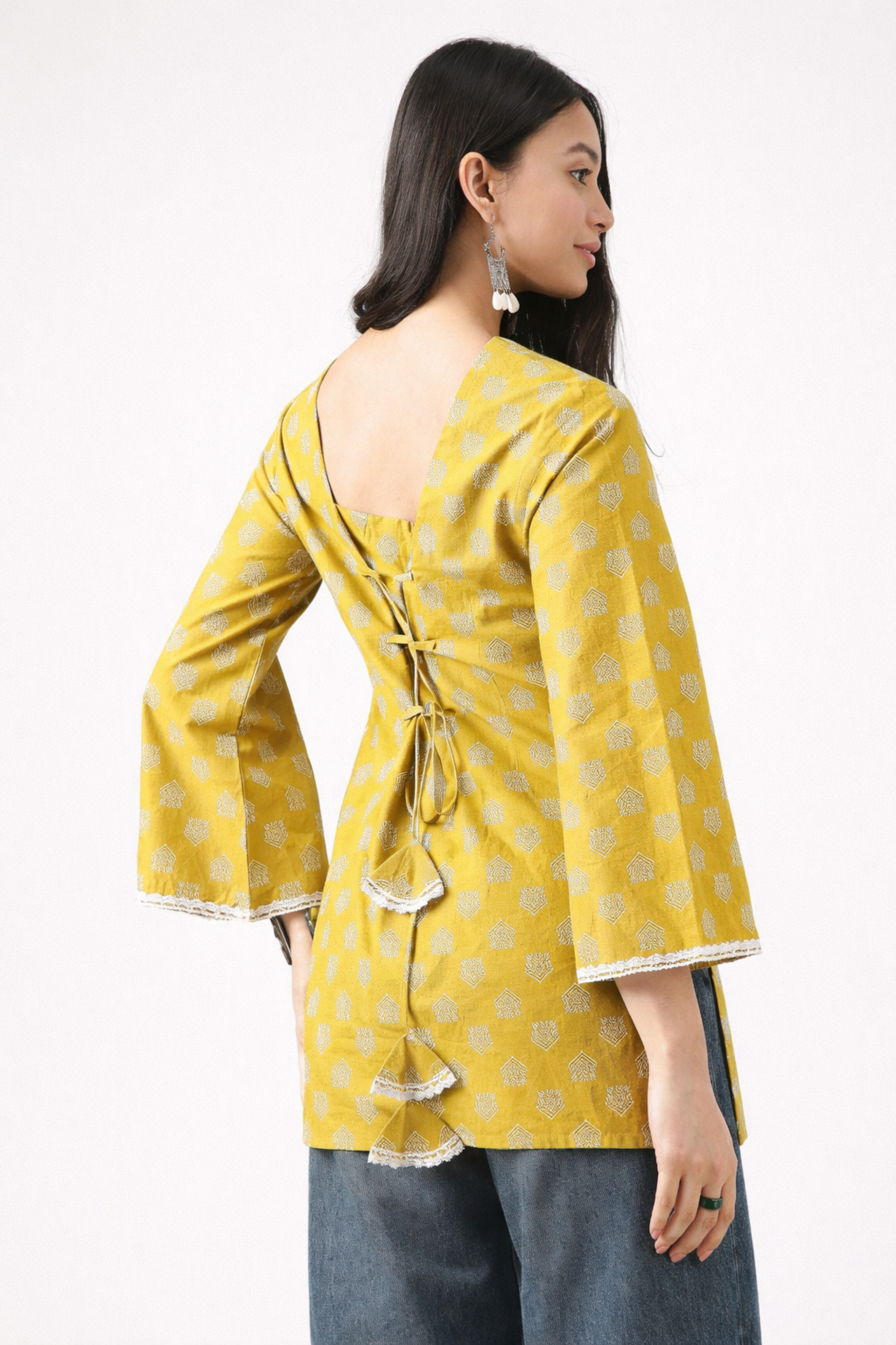 yellow tunic top back view simple silhouette