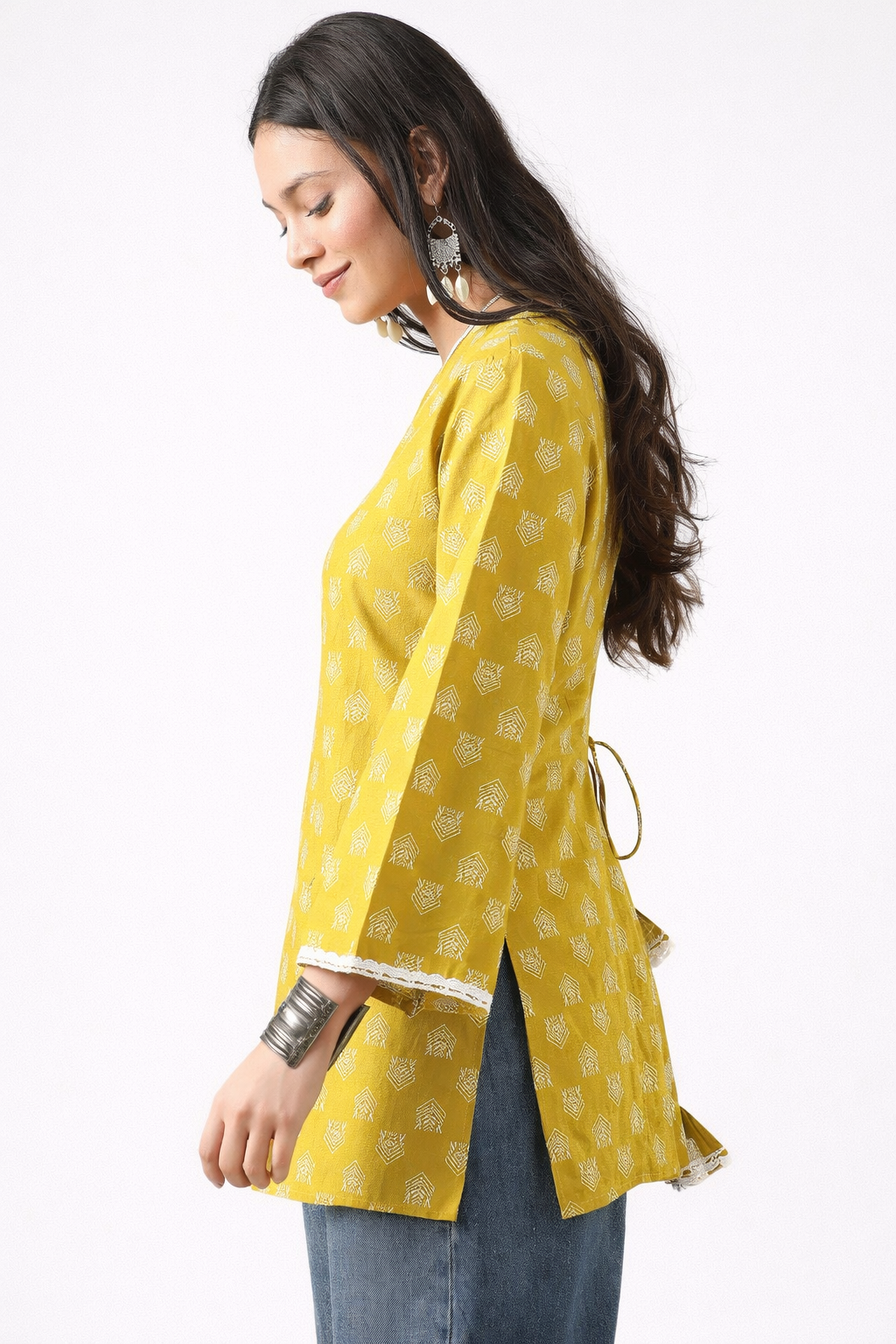 women tunic tops casual day look yellow