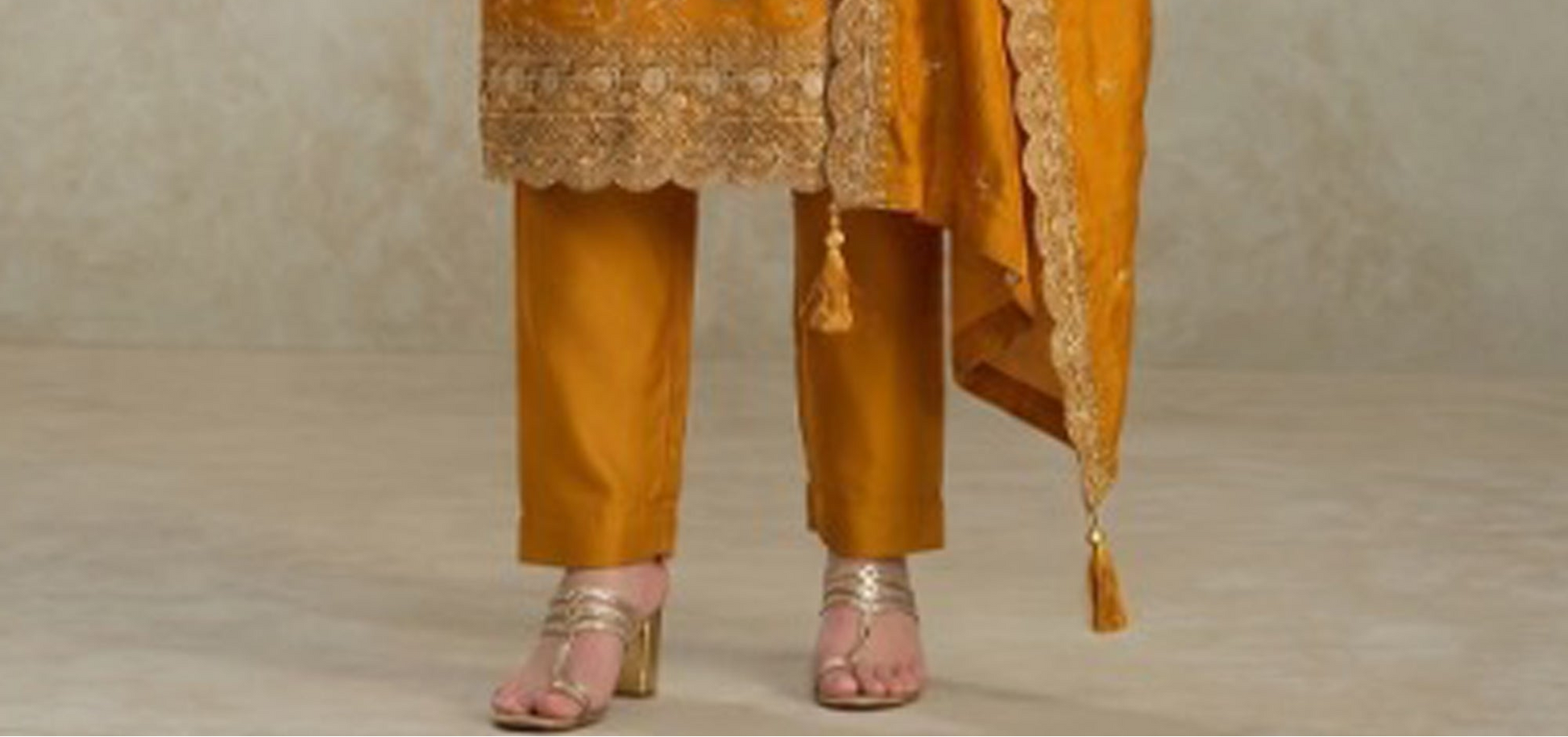 Mustard Yellow Salwar Kameez with festive party wear styling