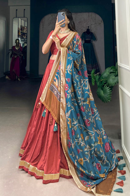 Traditional print lehenga choli blouse detail