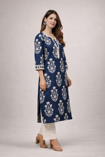casual daytime outfit navy kurti for women