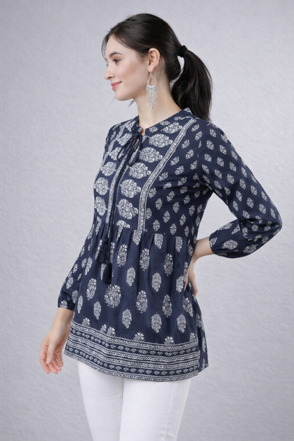 navy tunic top everyday wear minimal styling look