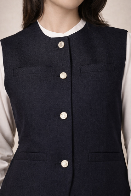 close-up of cotton texture on black nehru jacket