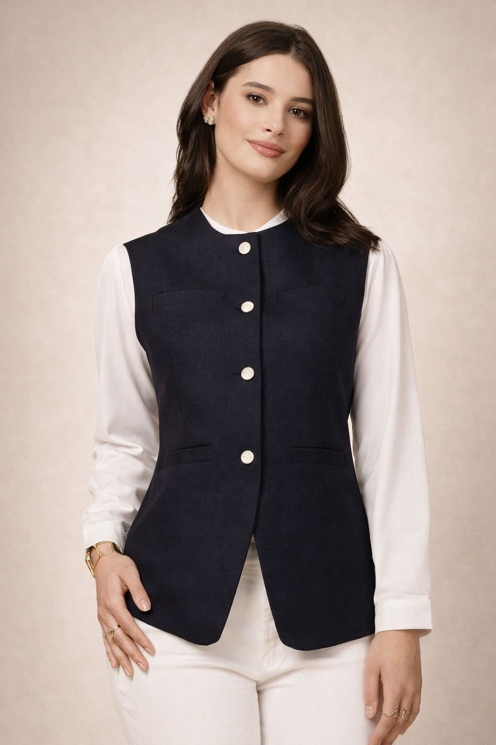black nehru jacket front view in cotton fabric