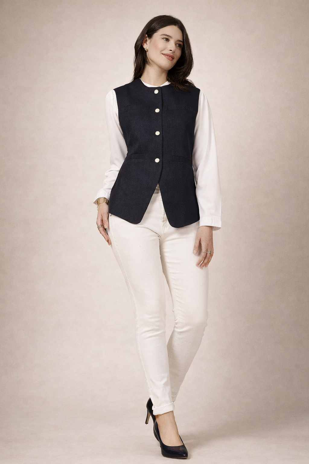 black nehru jacket front view in cotton fabric