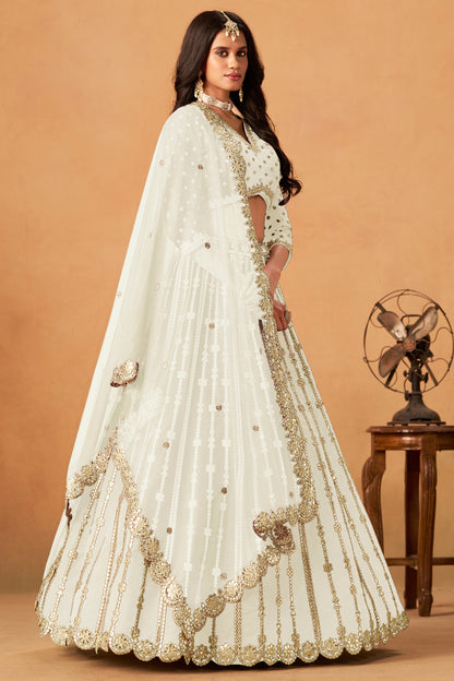 off-white lehenga choli set for engagement occasion styling