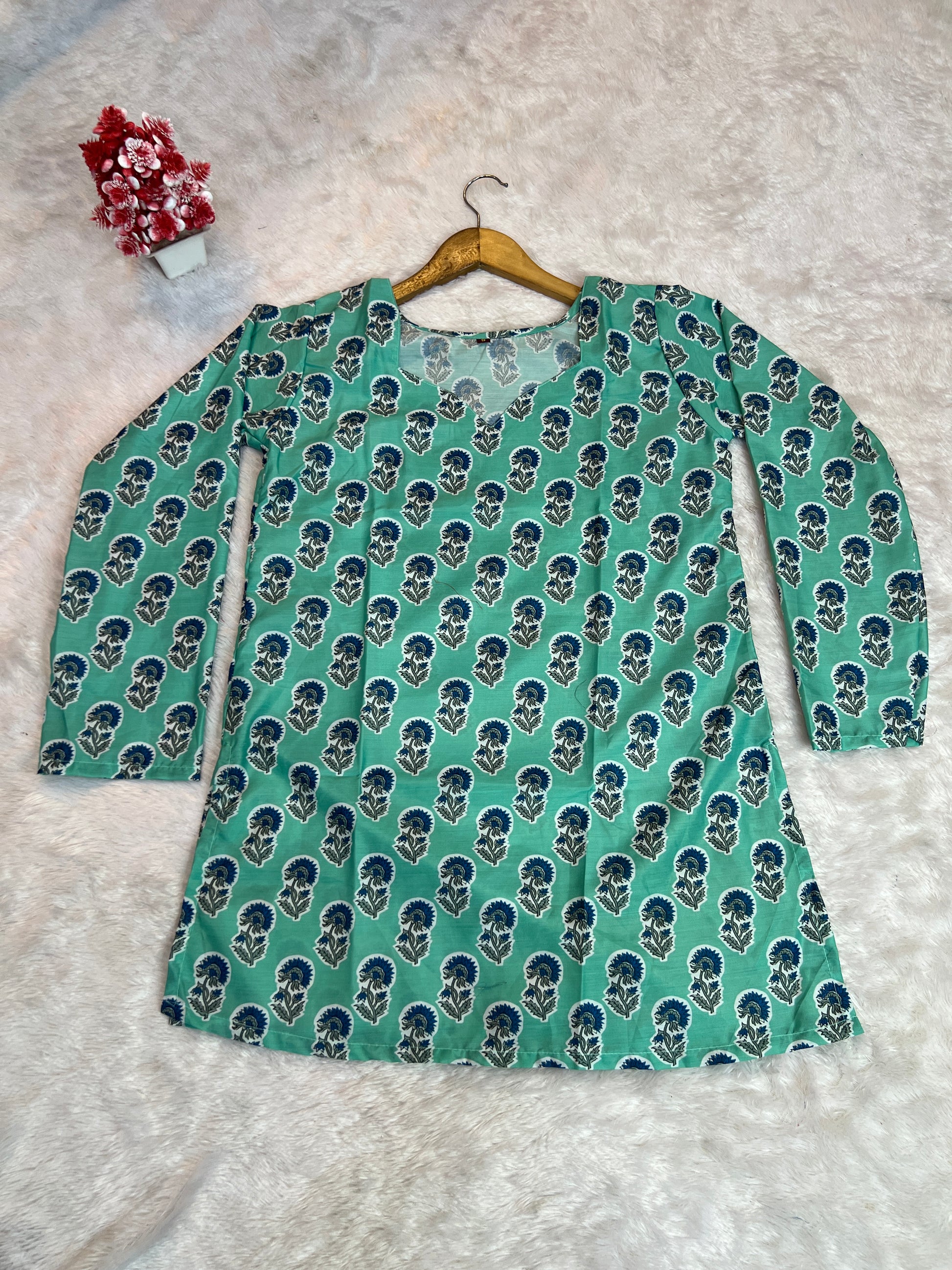 relaxed everyday styling with sage green top