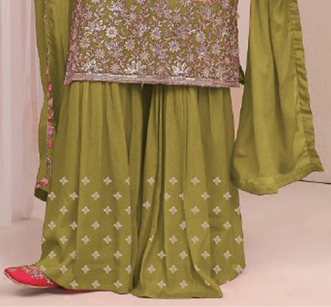 Pakistani sharara suit with digital printed kameez