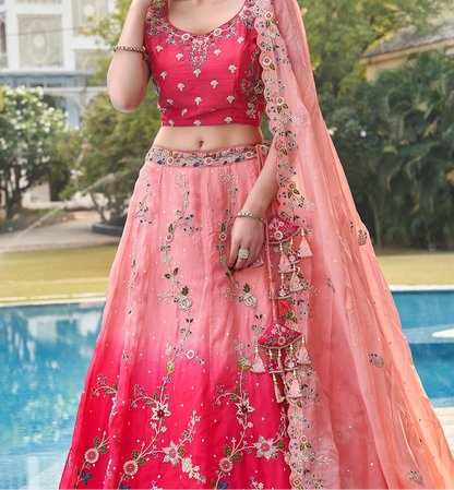 Wedding-ready pink lehenga outfit full silhouette