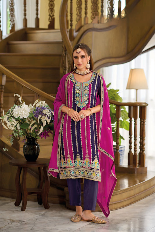 Pakistani suit for women pink salwar kameez full front view