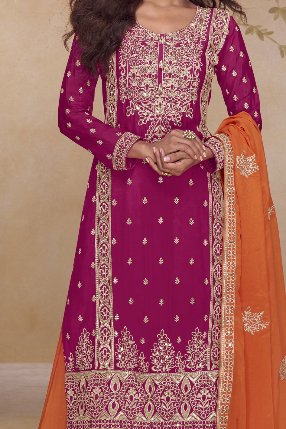 Elegant kameez plazzo outfit for party occasion styling