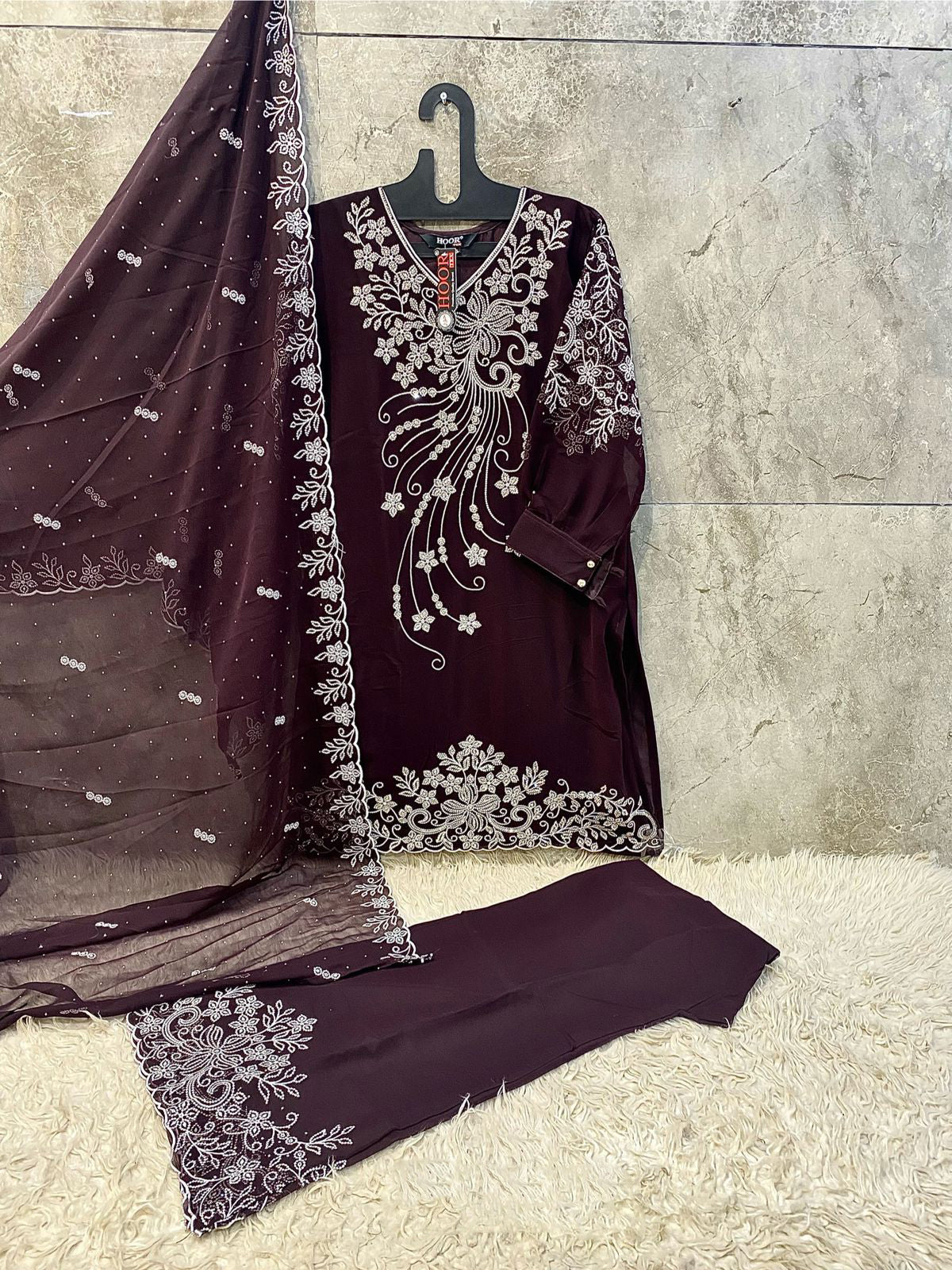 Ready to Wear Wine palazzo set with coordinated styling
