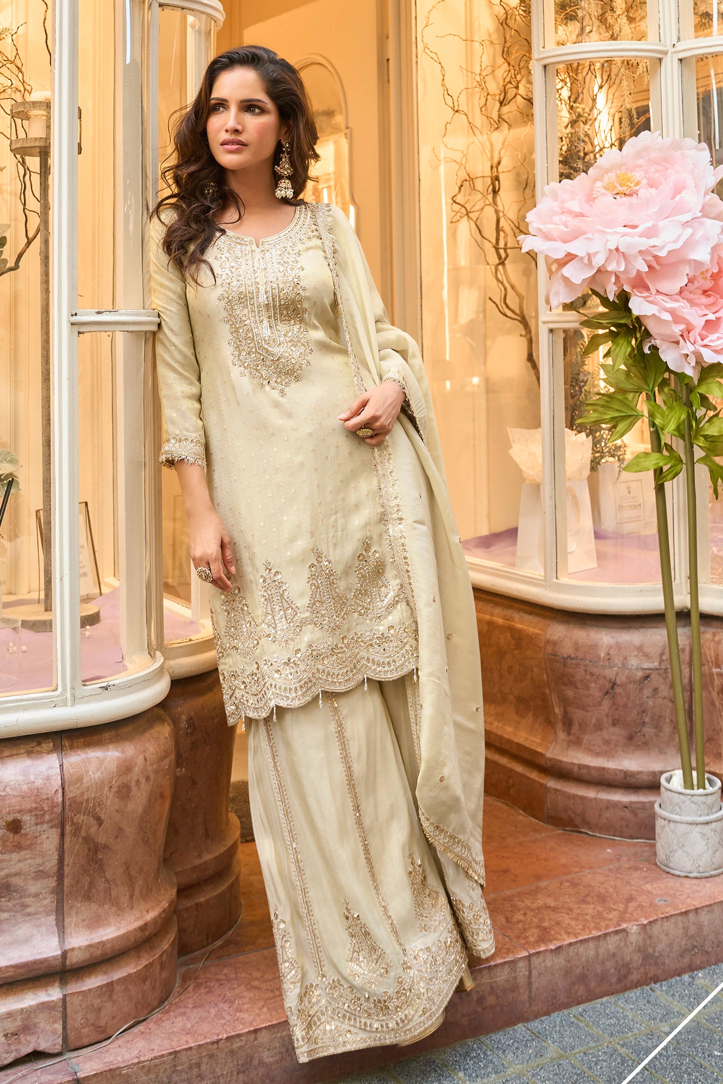 Palazzo kameez set styled for Eid celebration