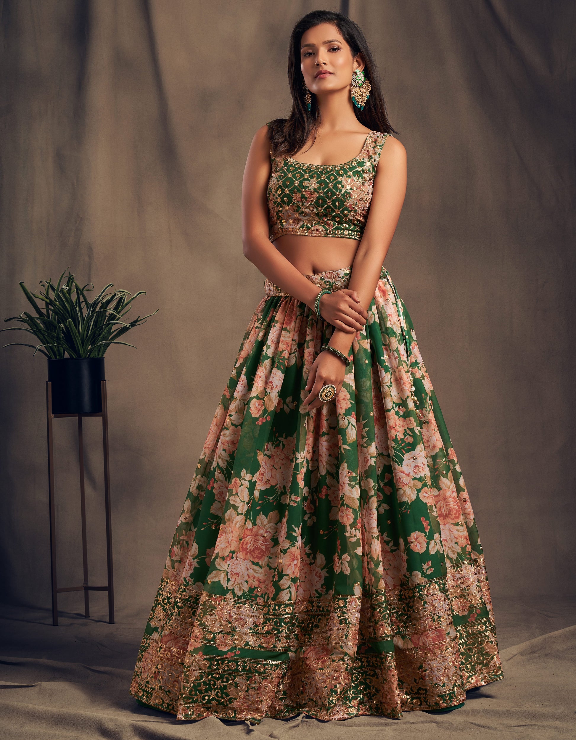 lehenga for women styled for engagement evening look