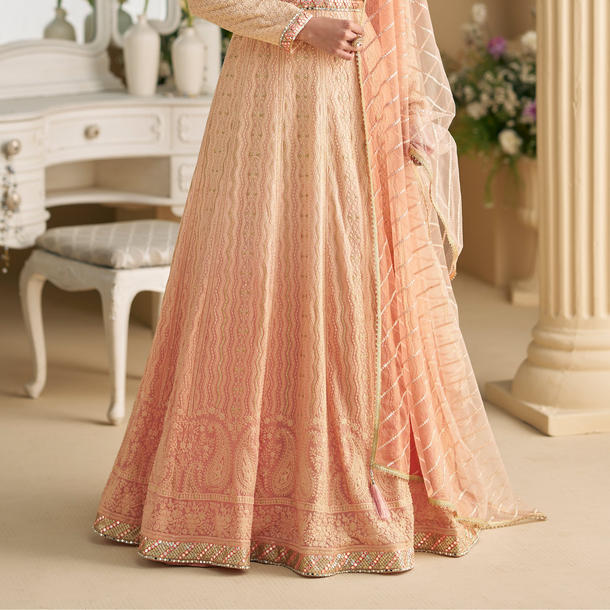 Fabric texture of real georgette anarkali outfit