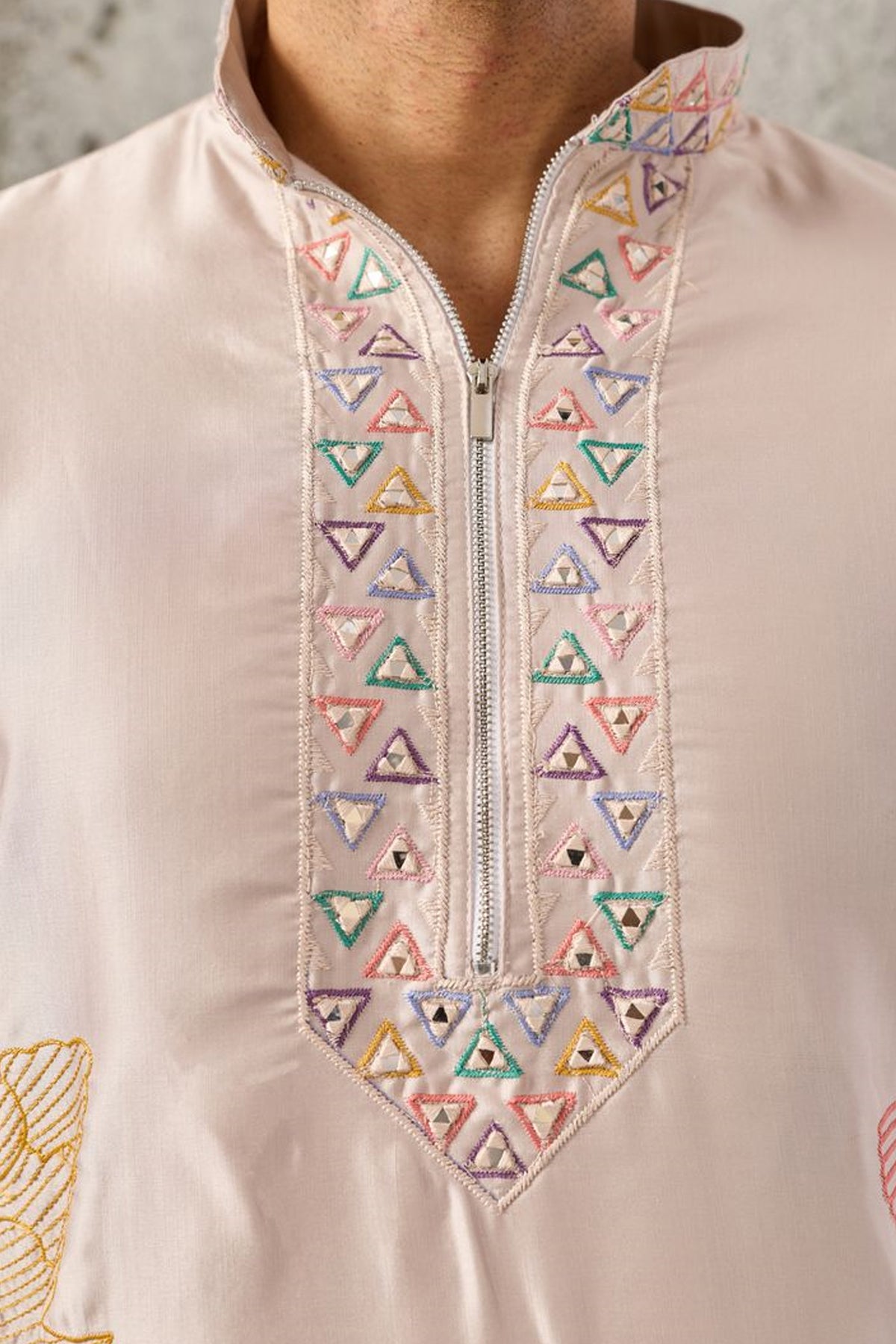 Peach kurta pajama set shown as a complete outfit.