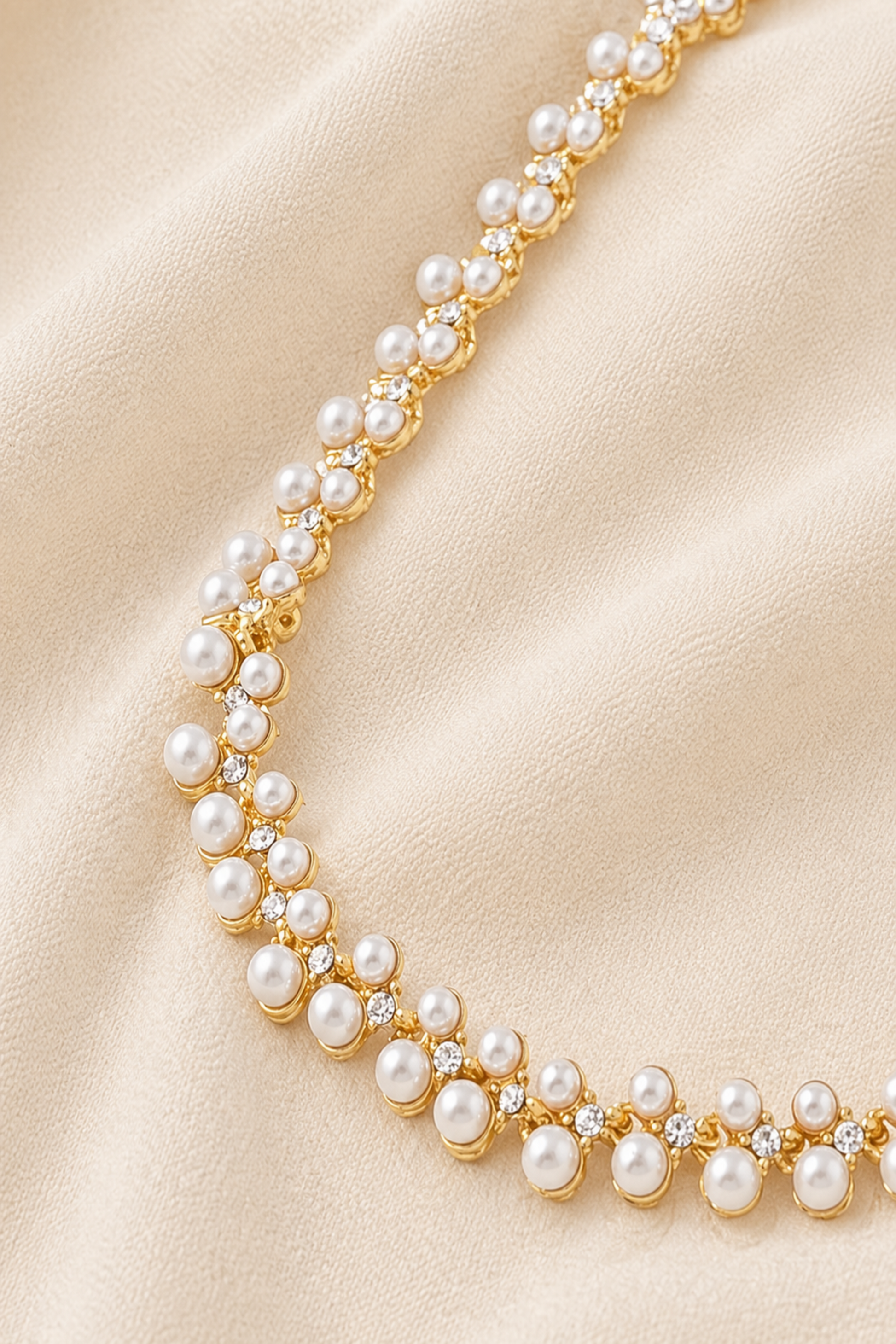 adjustable thread pearl choker necklace set