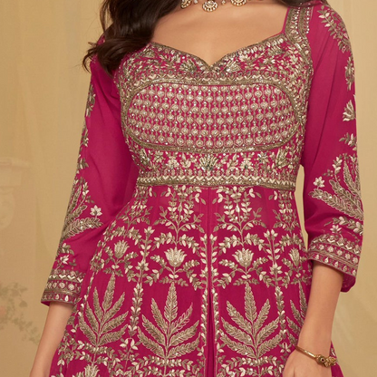 elegant evening wear pink anarkali look
