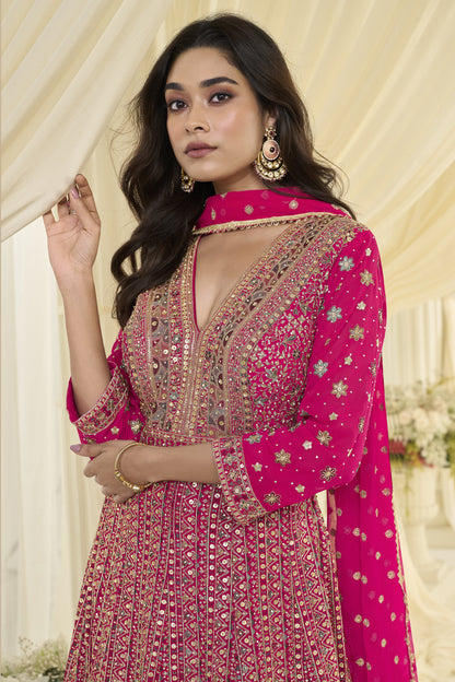 Pink anarkali suits for wedding function look