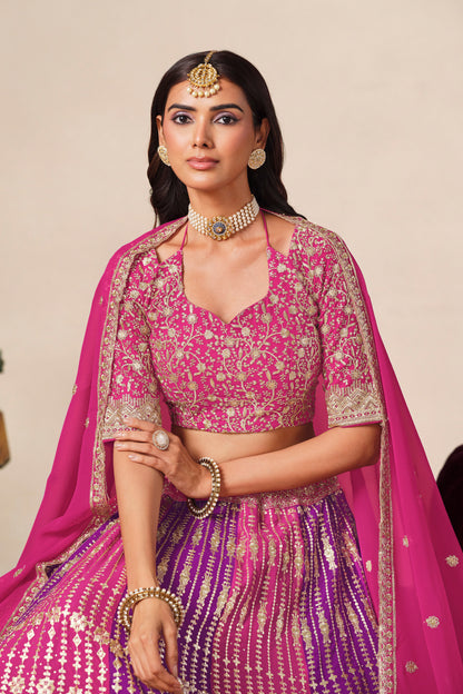 Embroidery detail on the pink blouse