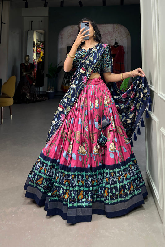 Pink bridal lehenga full front view with coordinated choli