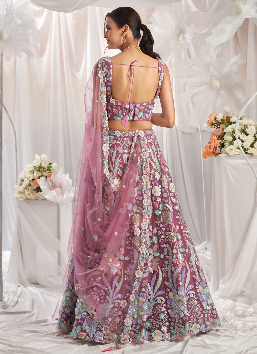 – blush pink lehenga skirt flare movement shot
